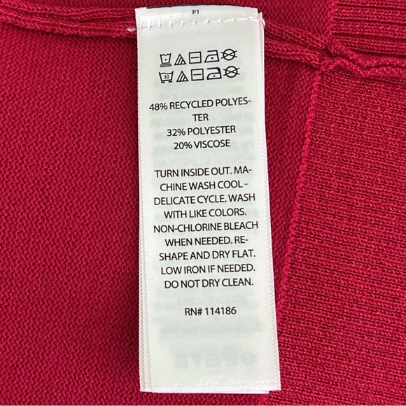 Max Studio Knit Cardigan Pearls Embellished Open Front Long Sleeves Red Ribbed - Picture 13 of 14